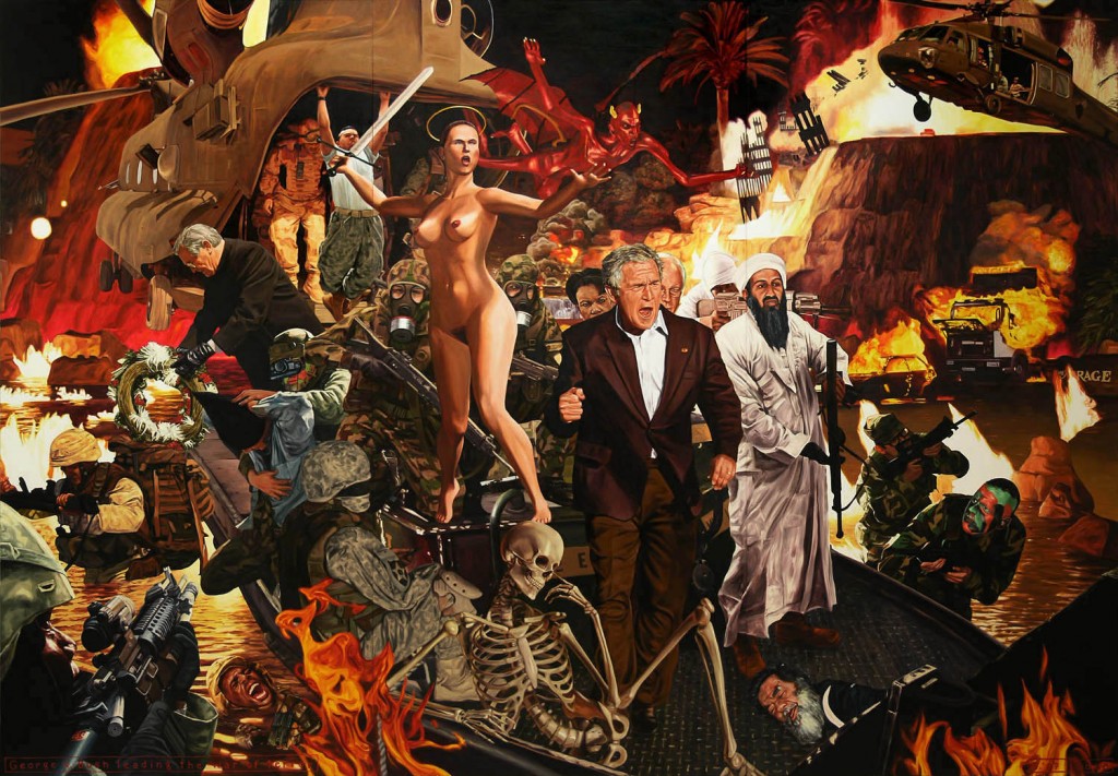 JEFFREY ISAAC, George W. Bush leading the war of terror, 2007 oil on canvas, 360x250cm
